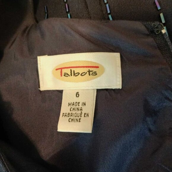 Navy Blue Cocktail Dress Sz 6 with Sequins Christmas Holiday Party Talbots - Picture 3 of 6